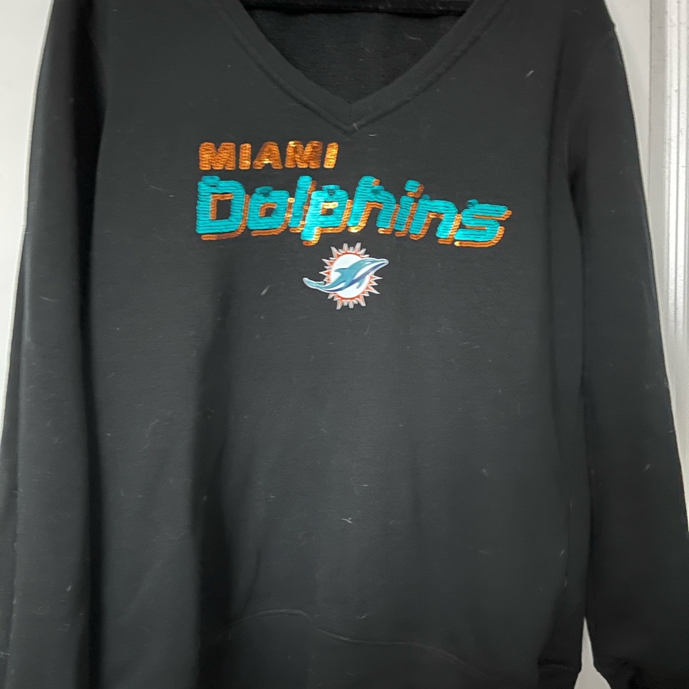 Miami Dolphins Sequins Black Sweatshirt